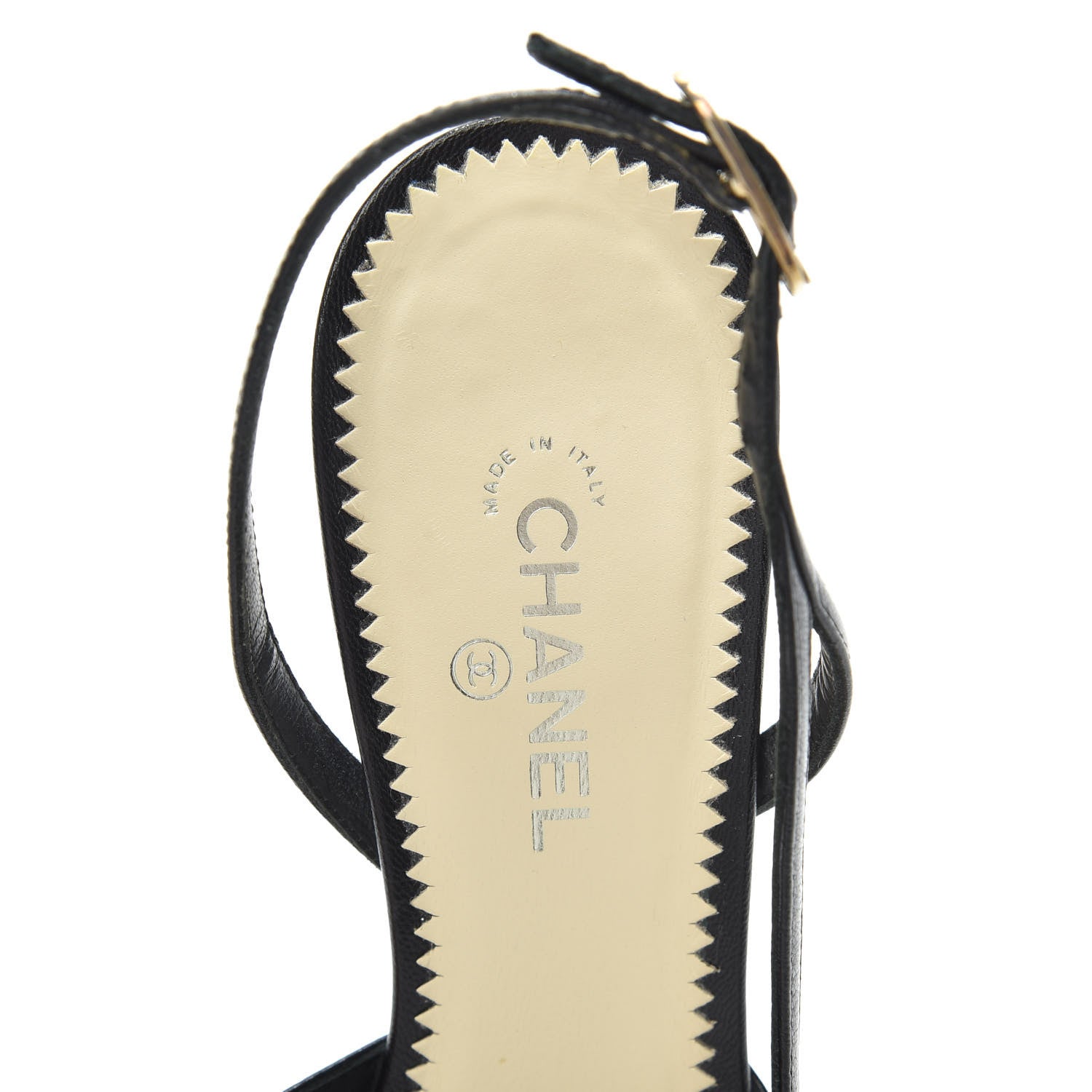 Chanel Lambskin Satin Cap Toe CC Slingback Heels 37 Black 5 of 7
