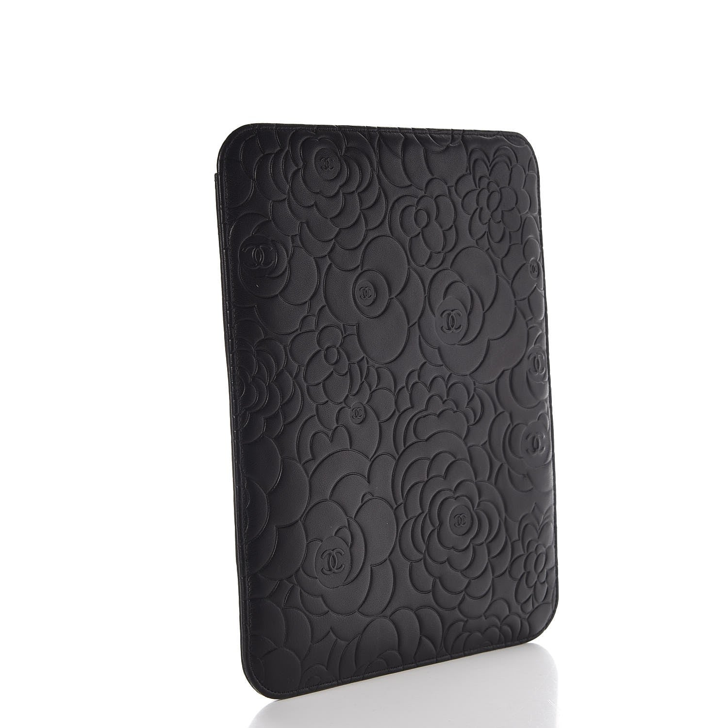 Chanel Lambskin Camellia Embossed iPad Case Black 3 of 8