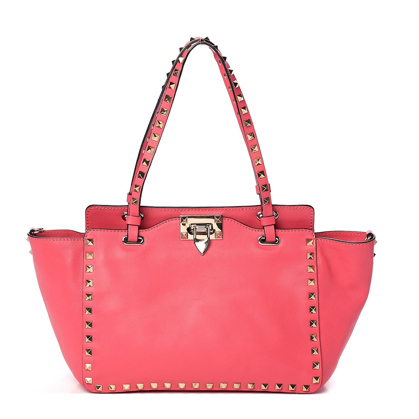 Vitello Small Rockstud Tote Deep Rose