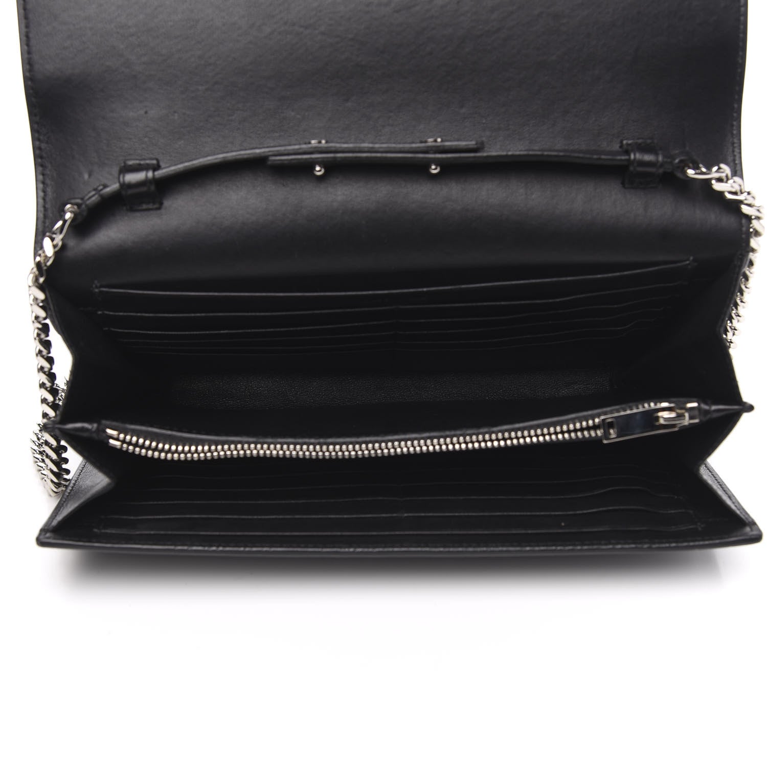 Saint Laurent Crocodile Embossed Calfskin Monogram Chain Wallet Black 5 of 9