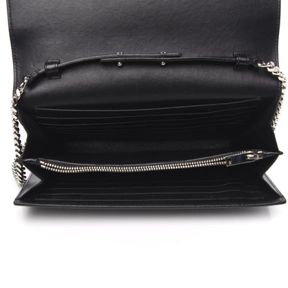 Saint Laurent Crocodile Embossed Calfskin Monogram Chain Wallet Black 5 of 9