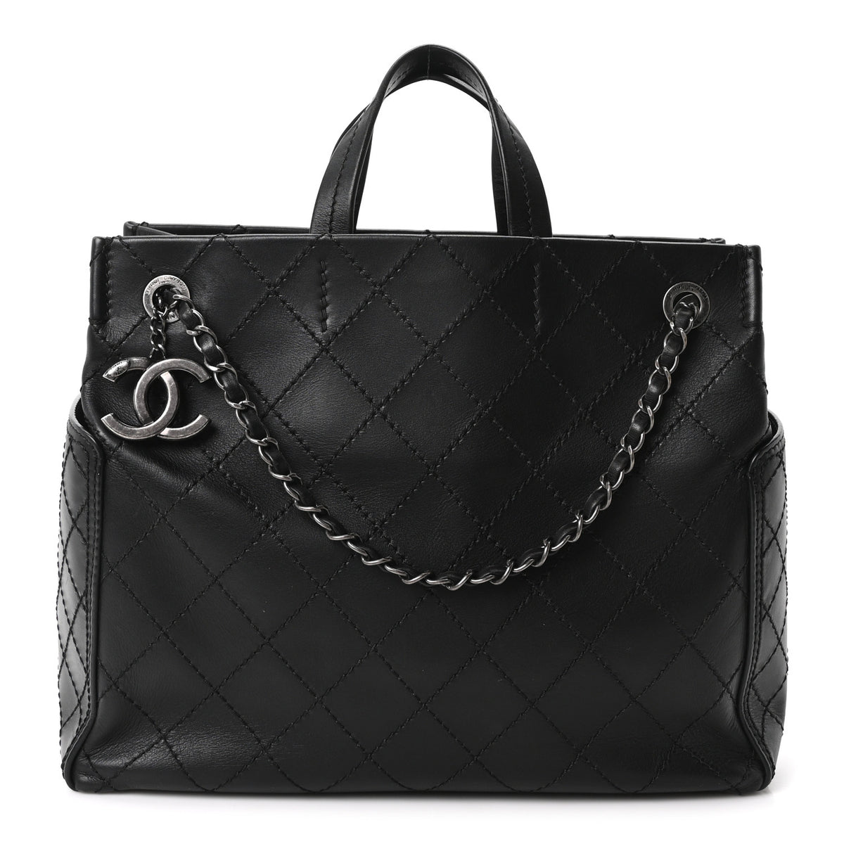 Calfskin CC Pocket Tote Black
