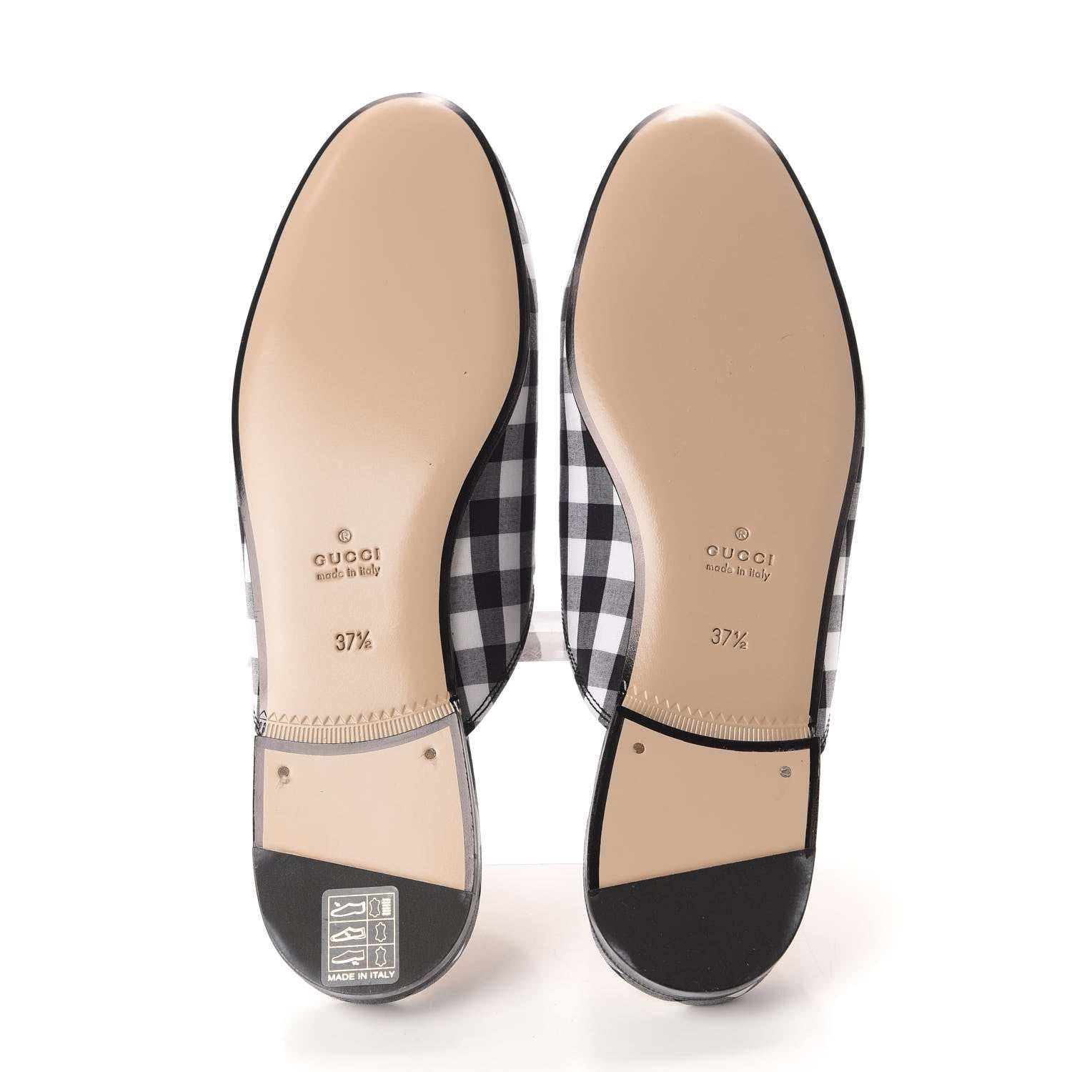 Gucci Cotton Gingham Womens Princetown Slippers 37.5 White Black 6 of 10