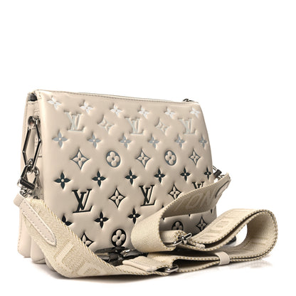 Louis Vuitton Lambskin Embossed Monogram Coussin PM Cream Grey 3 of 12