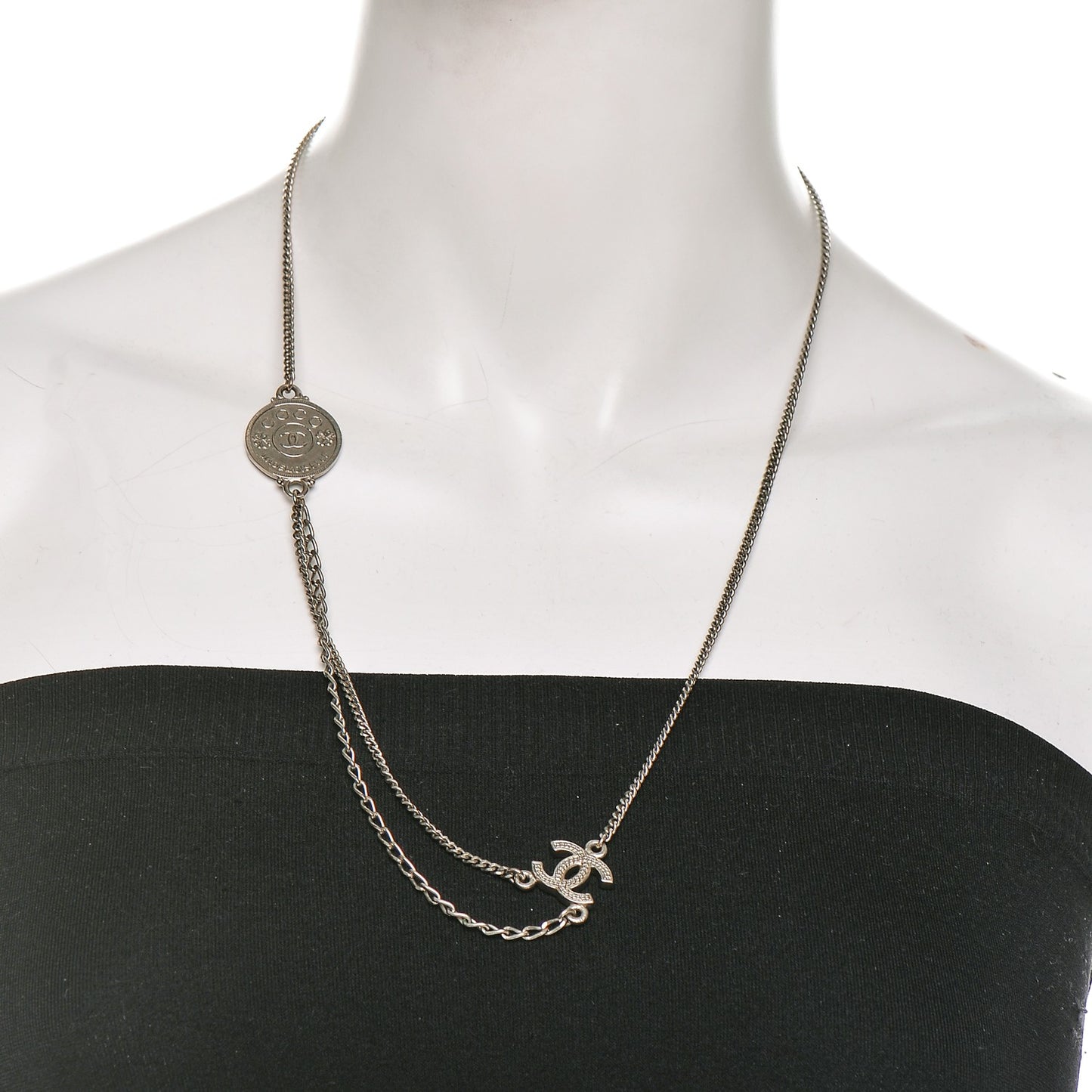 CC Coco Mademoiselle Coin Necklace Silver