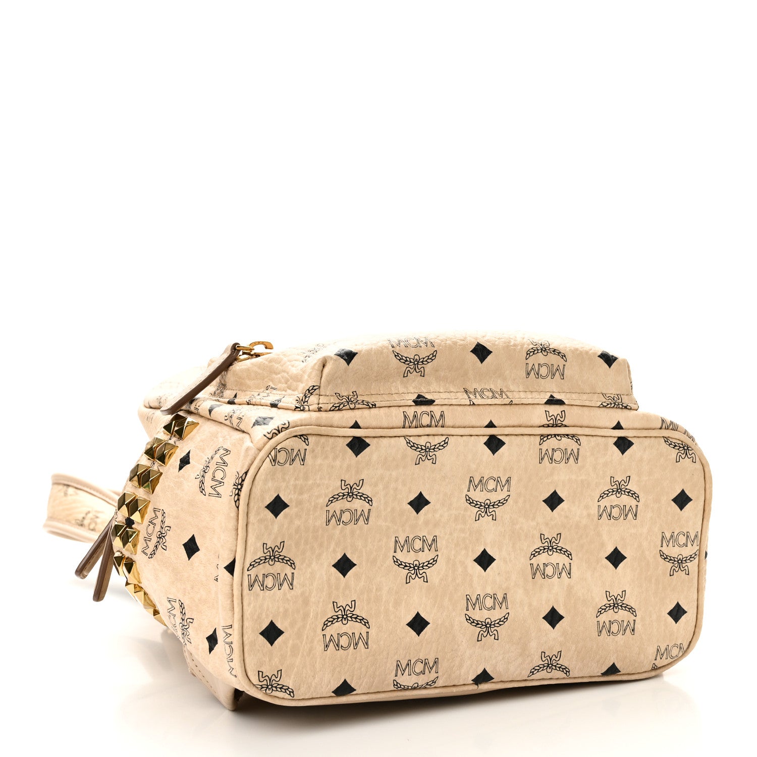 MCM Visetos Small Side Stud Stark Backpack Beige 4 of 9