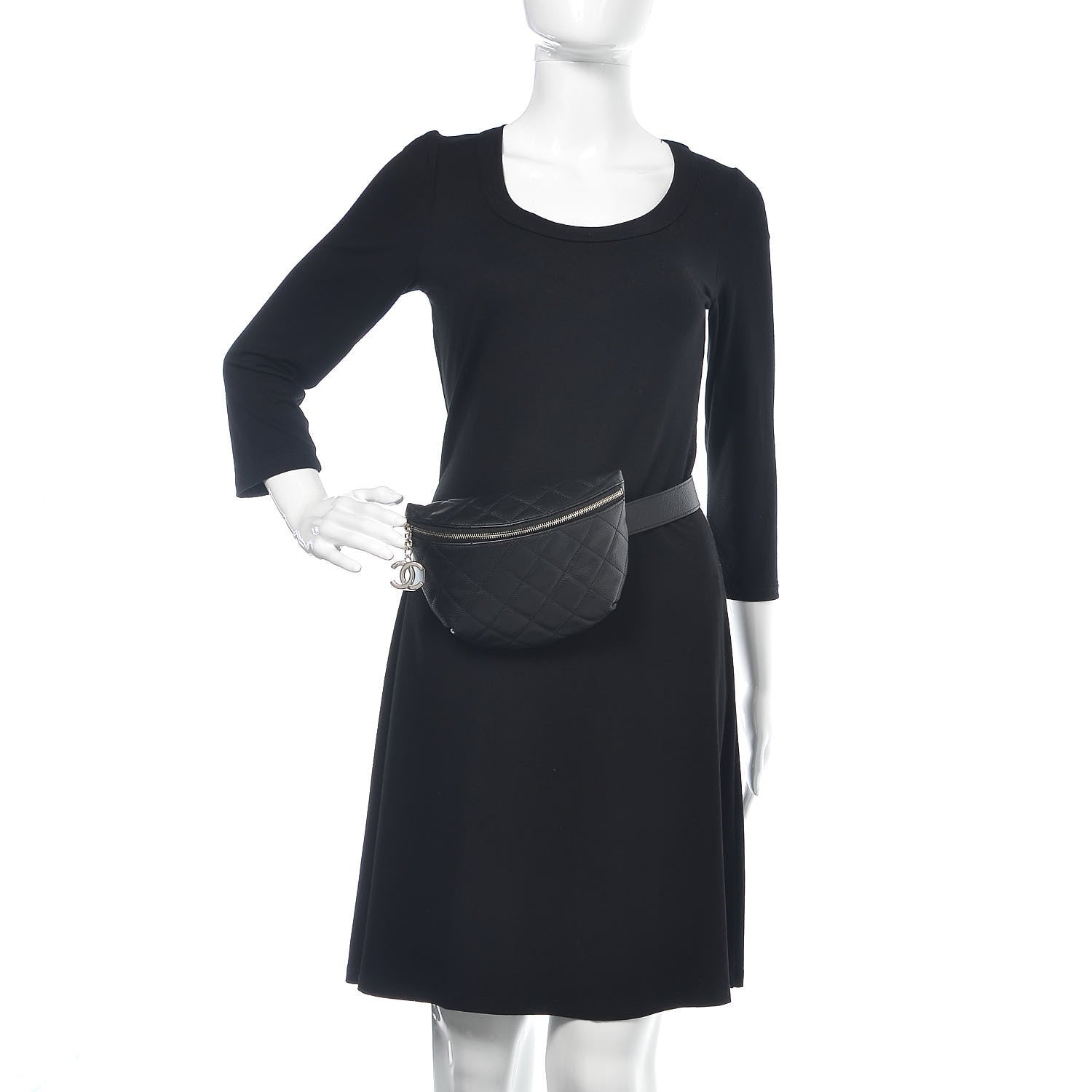Chanel Grained Calfskin Quilted Waist Belt Bag Black 2 of 10