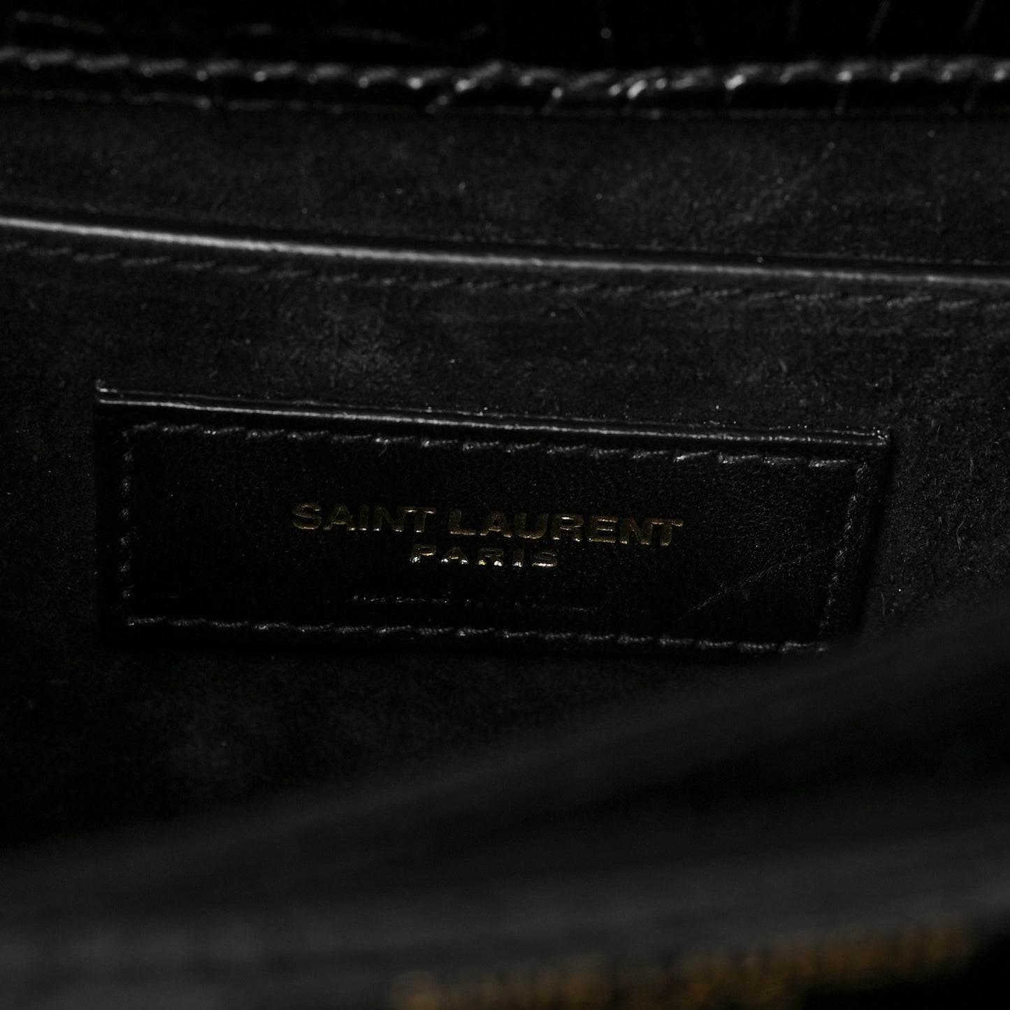 Calfskin Crocodile Embossed Medium Monogram Sunset Black