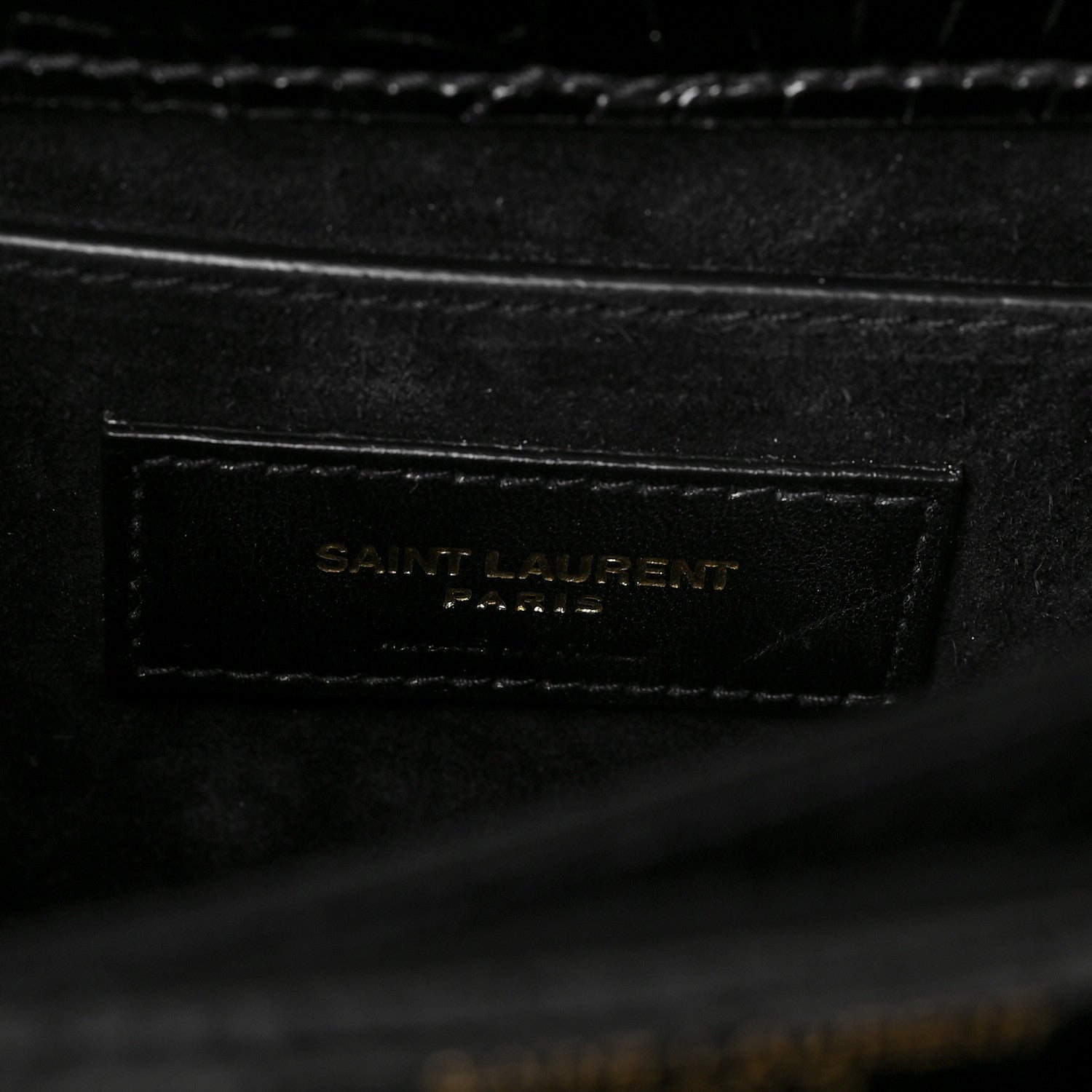 Saint Laurent Calfskin Crocodile Embossed Medium Monogram Sunset Black 5 of 7