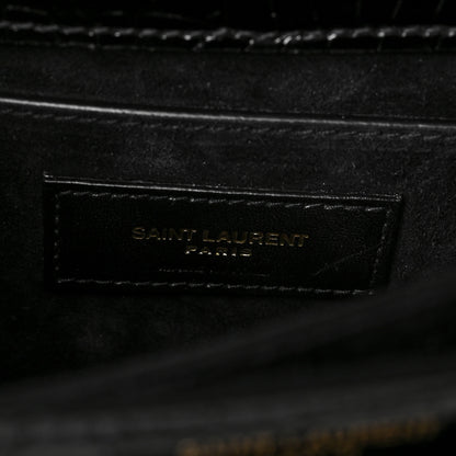 Saint Laurent Calfskin Crocodile Embossed Medium Monogram Sunset Black 5 of 7