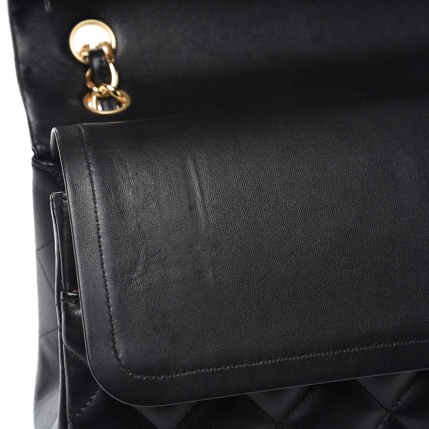Lambskin Quilted Jumbo Double Flap Black