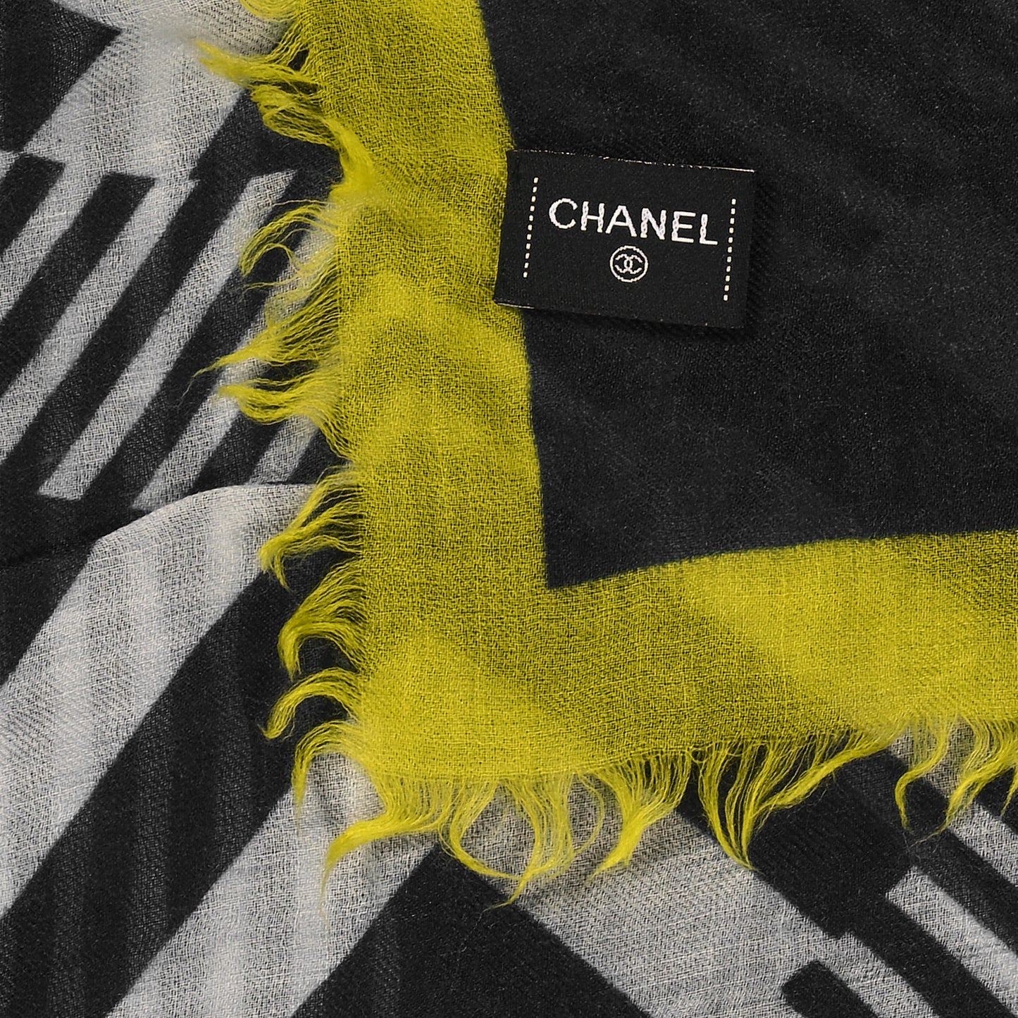 Cashmere Silk CC Scarf Black Yellow