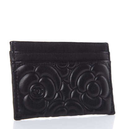 Chanel Lambskin Camellia Embossed Card Holder Black 3 of 9