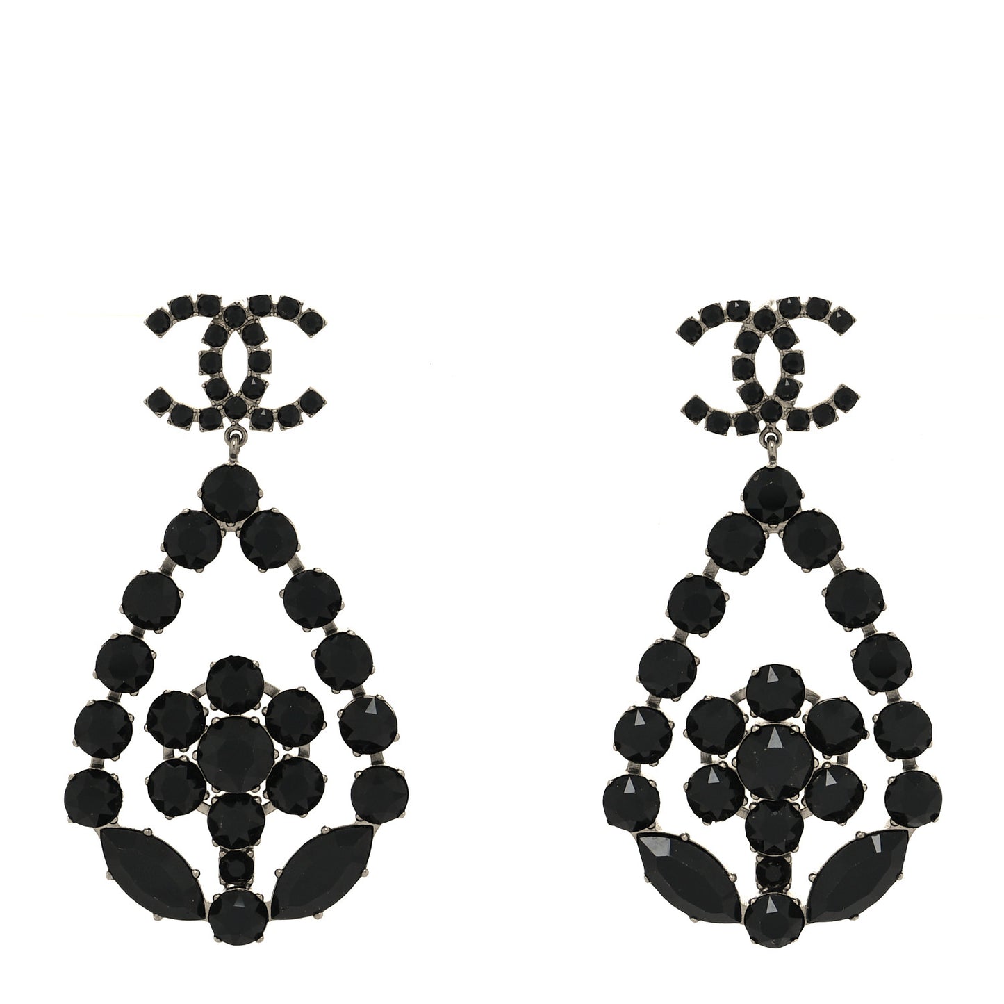 Ruthenium Crystal CC Drop Earrings Black