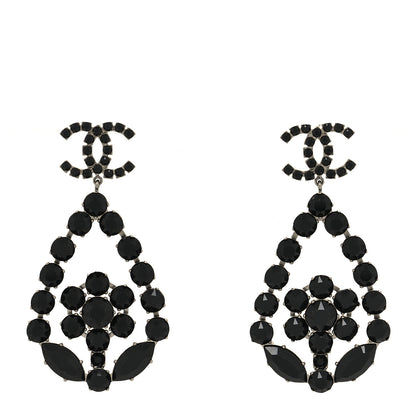Chanel Ruthenium Crystal CC Drop Earrings Black 1 of 4