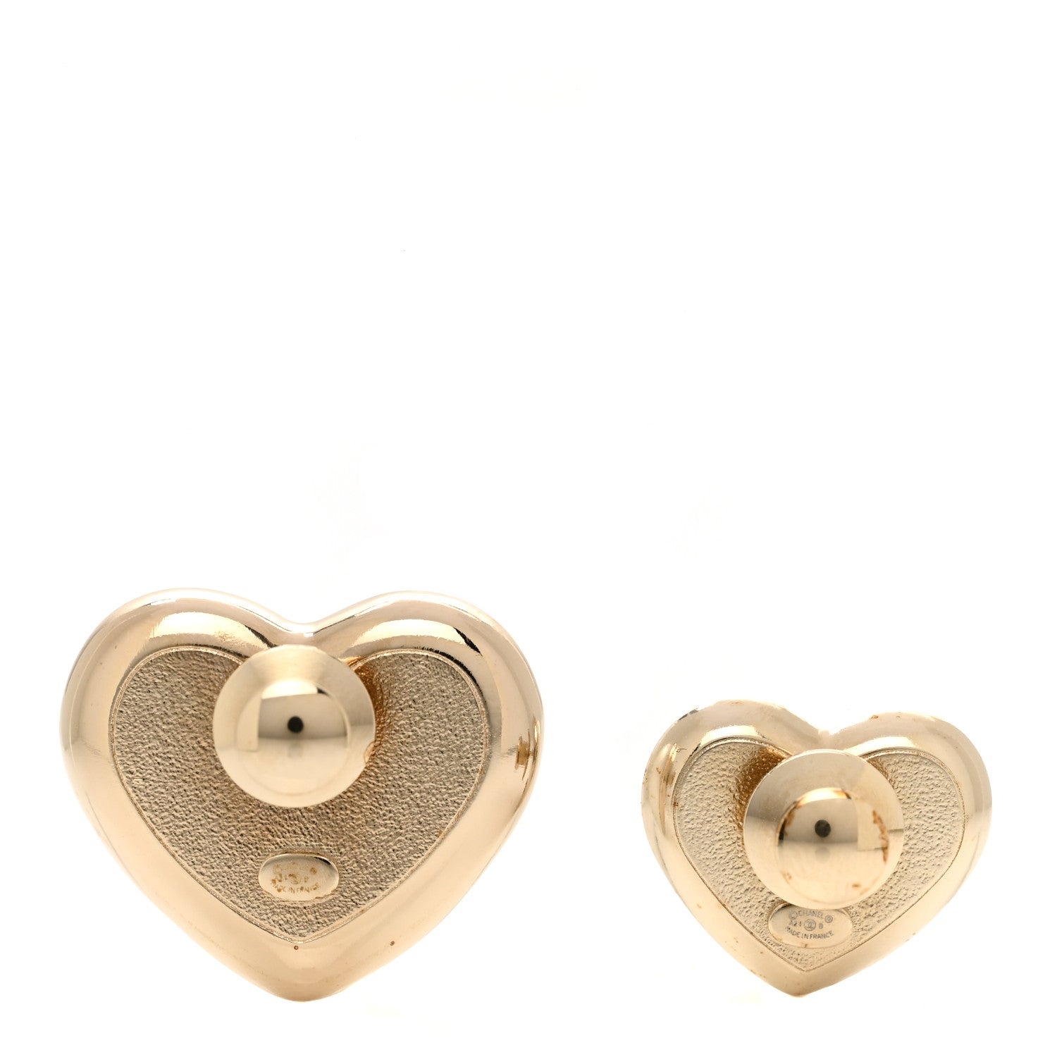 Chanel Resin Crystal CC Heart Brooch Set Pearly White Gold 3 of 6