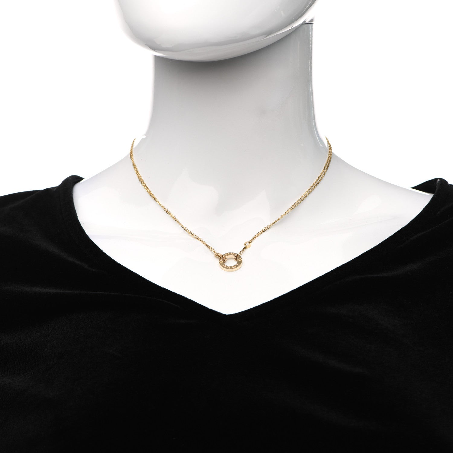 Cartier 18K Yellow Gold 2 Diamond LOVE Necklace 2 of 7