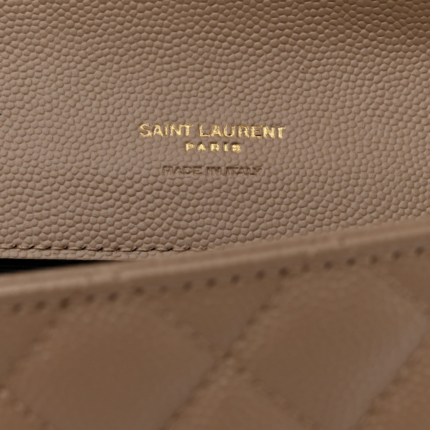 Saint Laurent Grain De Poudre Textured Mixed Matelasse Triquilt Monogram Clutch Dark Beige 6 of 8