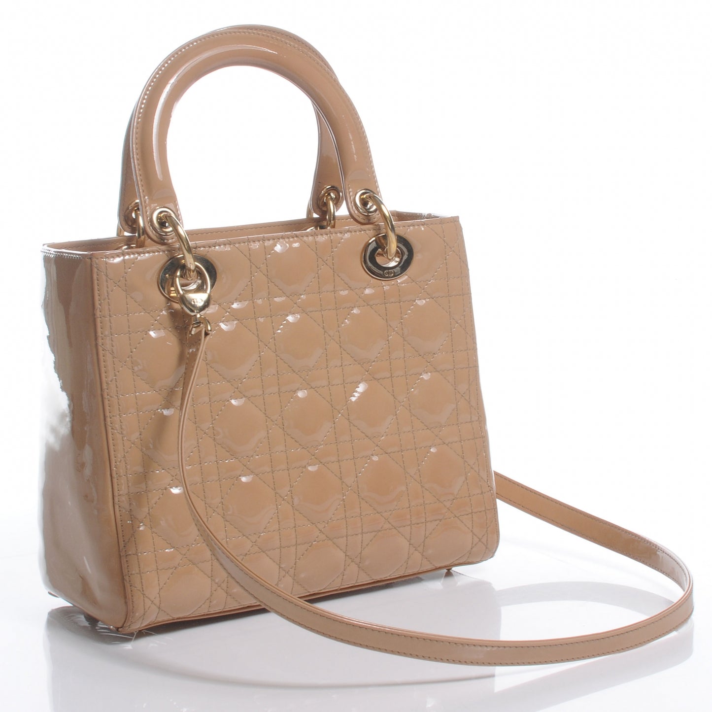 Patent Medium Lady Dior Beige