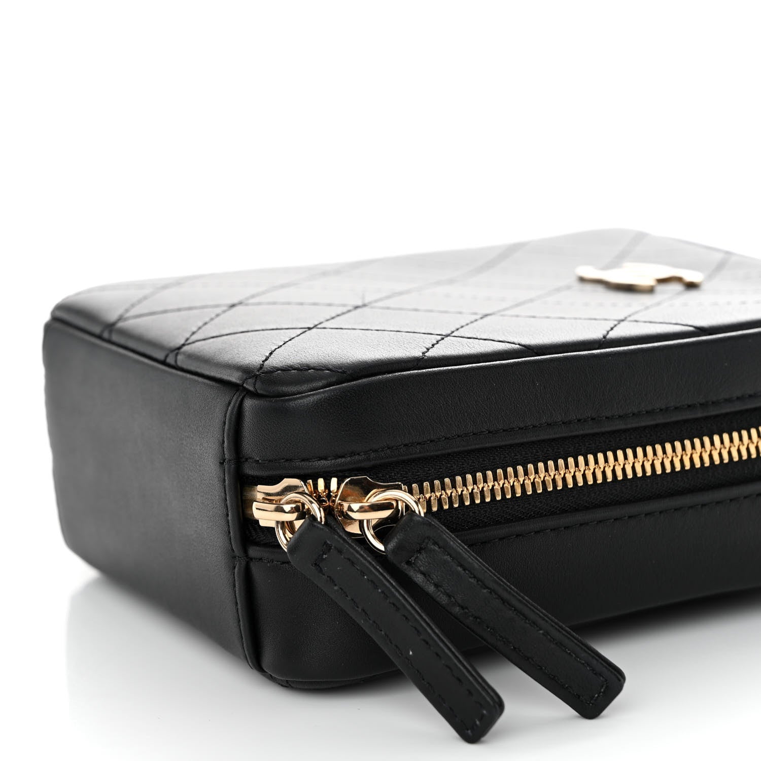 Chanel Calfskin Stitched Cup Of Tea Vanity Case Black 10 of 10