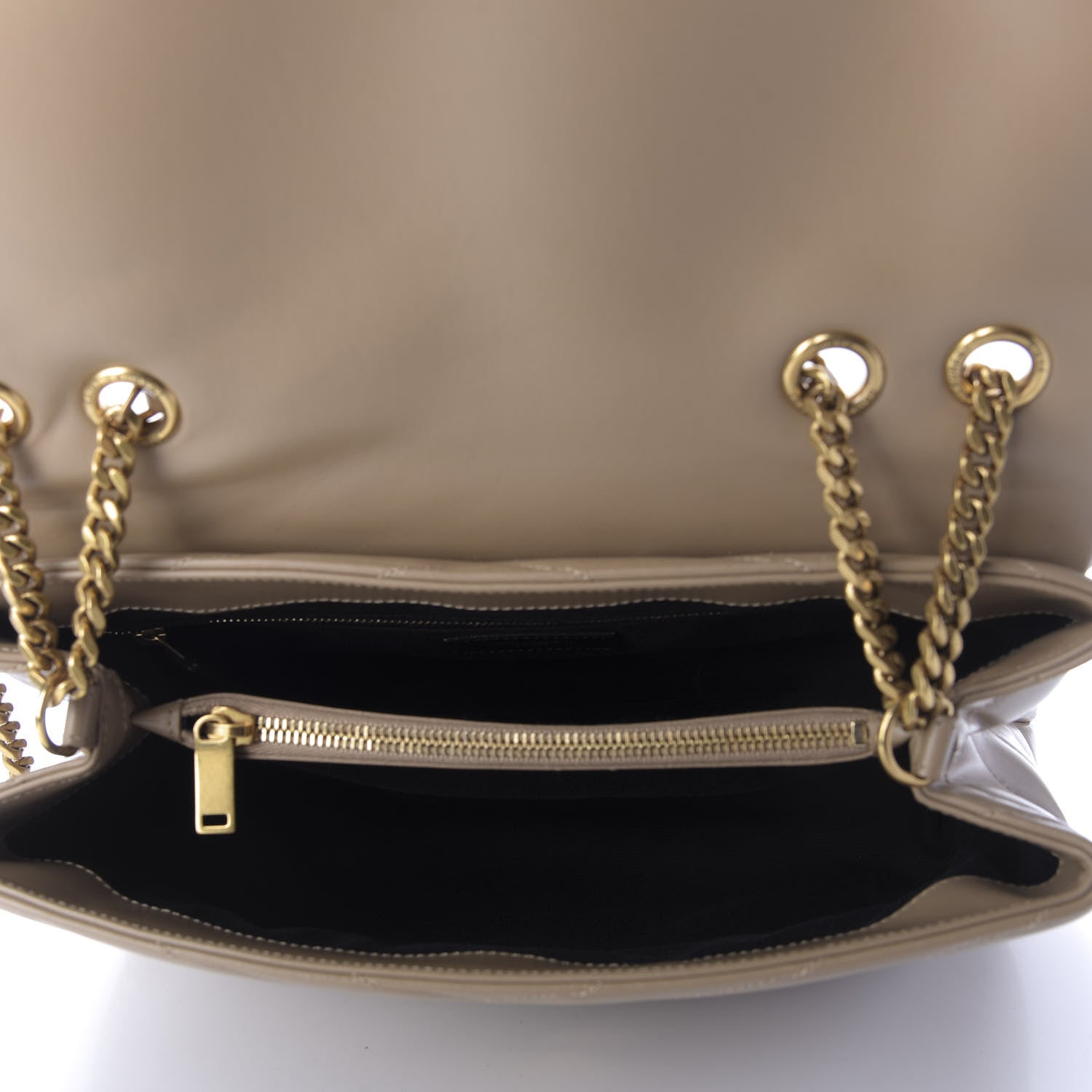 Saint Laurent Calfskin Y Quilted Monogram Medium Loulou Chain Satchel Dark Beige 5 of 9