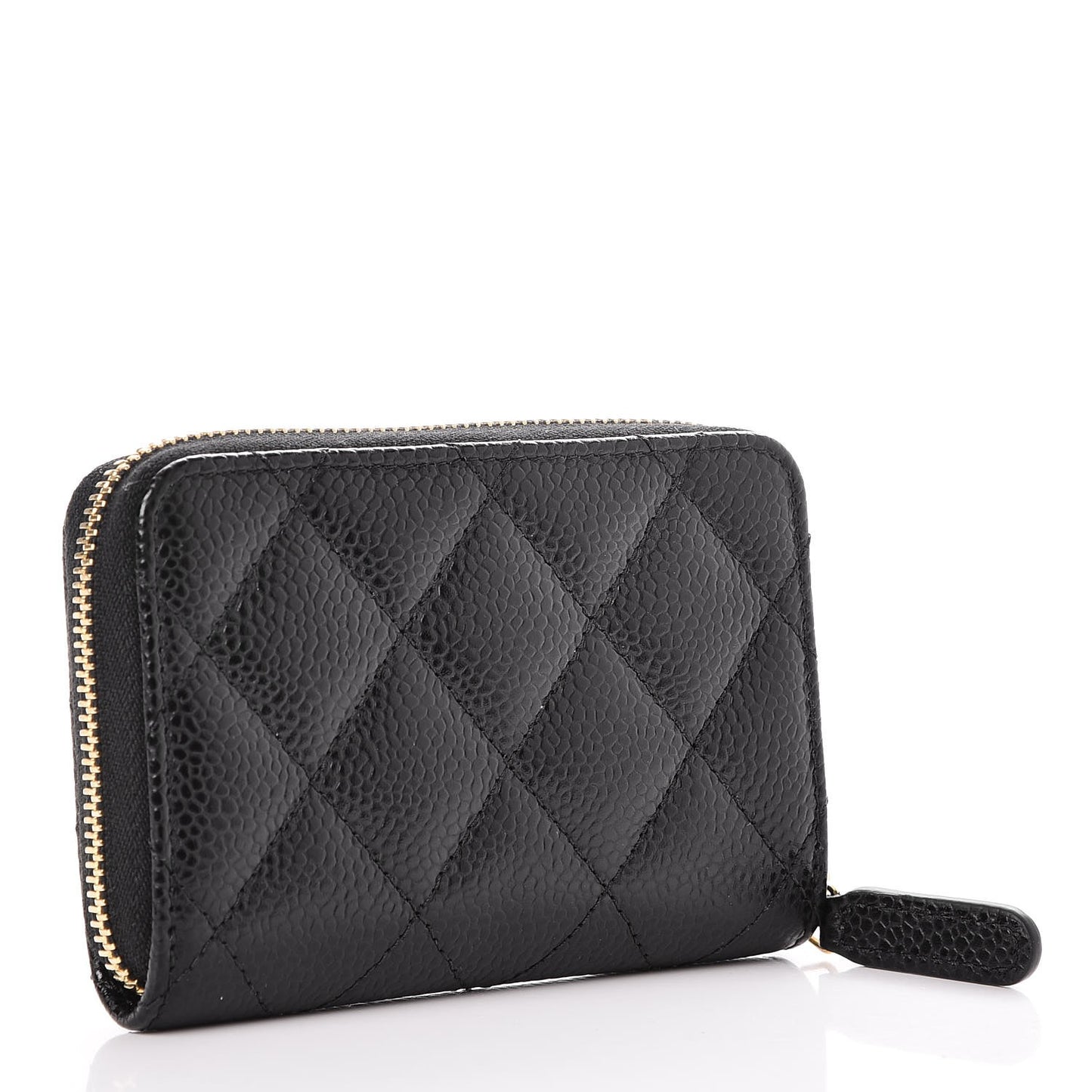 Caviar Quilted Zip Coin Purse Black
