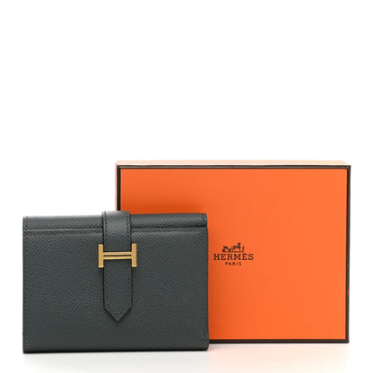 Hermes Epsom Tri-Fold Compact Bearn Wallet Bleu Orage 9 of 9