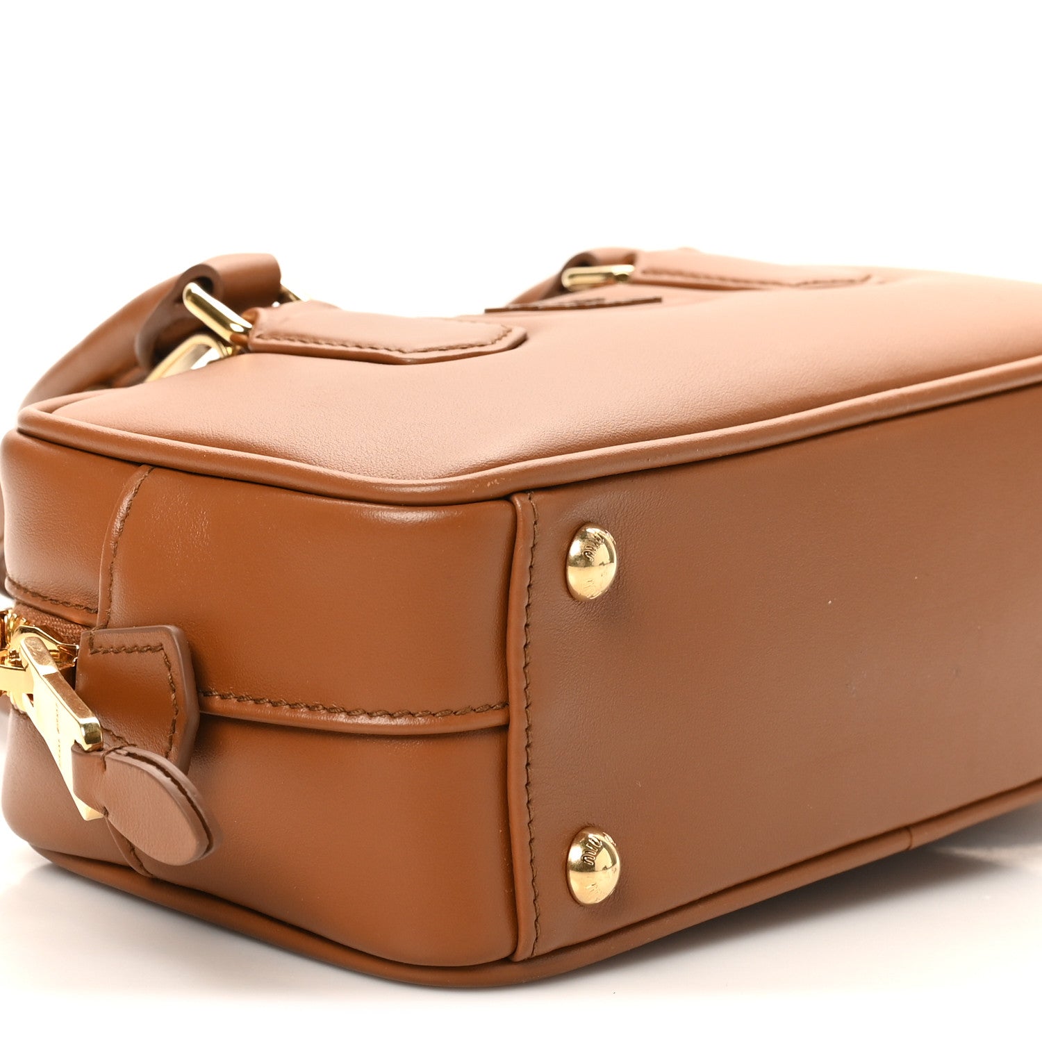 Miu Miu Calfskin Regular Arcadie Top Handle Bag Cognac 8 of 9