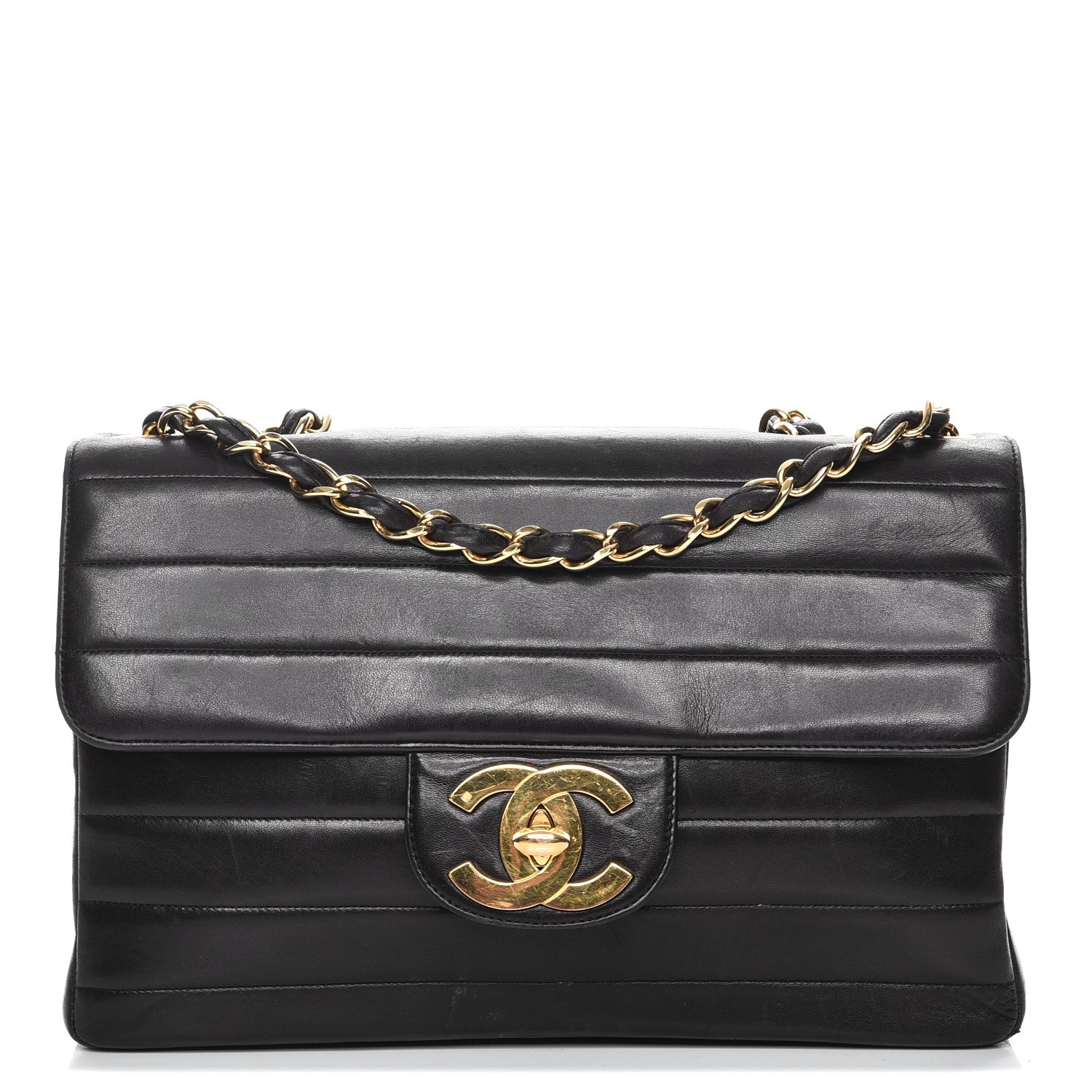 Chanel Lambskin Horizontal Quilt Jumbo Single Flap Black 1 of 14