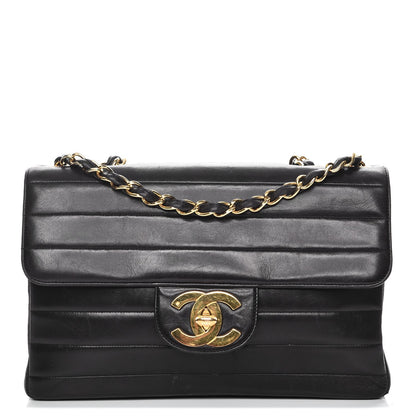 Chanel Lambskin Horizontal Quilt Jumbo Single Flap Black 1 of 14