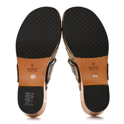 Gucci Monogram Goatskin Horsebit Clog Mules 36.5 Beige Ebony Brown Sugar 7 of 10