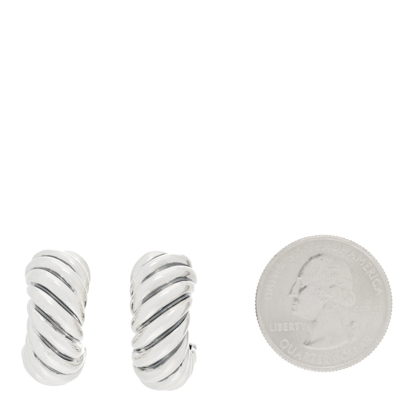 Sterling Silver Sculpted Cable Shrimp Earrings