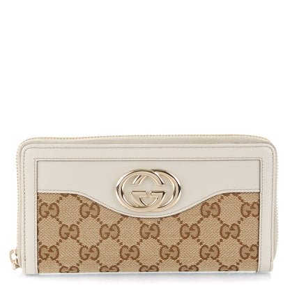 Gucci Monogram Margaux Calfskin Sukey Zip Around Wallet Beige Ebony Mystic White 1 of 7