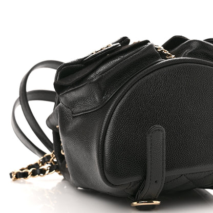 Chanel Shiny Caviar Quilted Small Duma Pockets Drawstring Backpack Black 8 of 9
