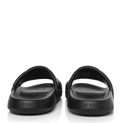 Louis Vuitton Rubber Embossed Monogram Mens Waterfront Mules 10 Black 4 of 7