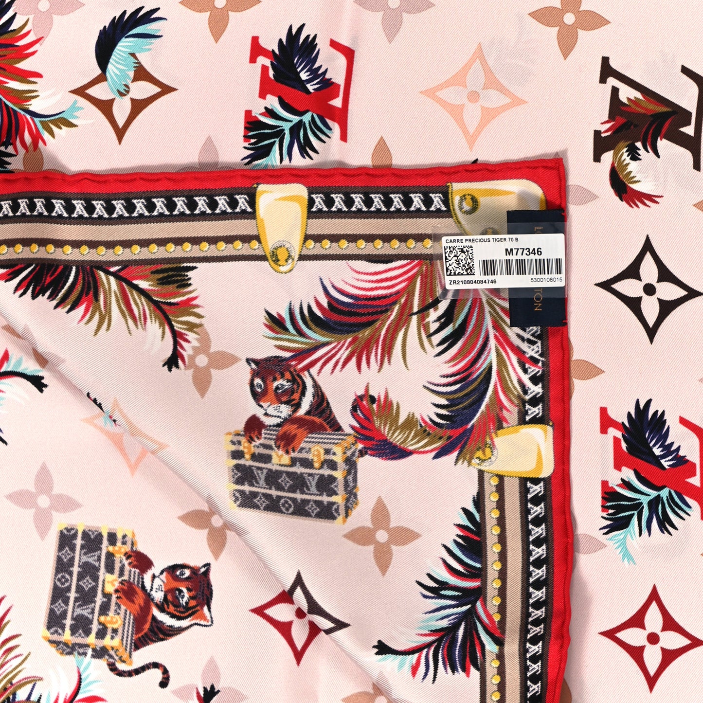 Silk Precious Tiger Square Scarf Rose