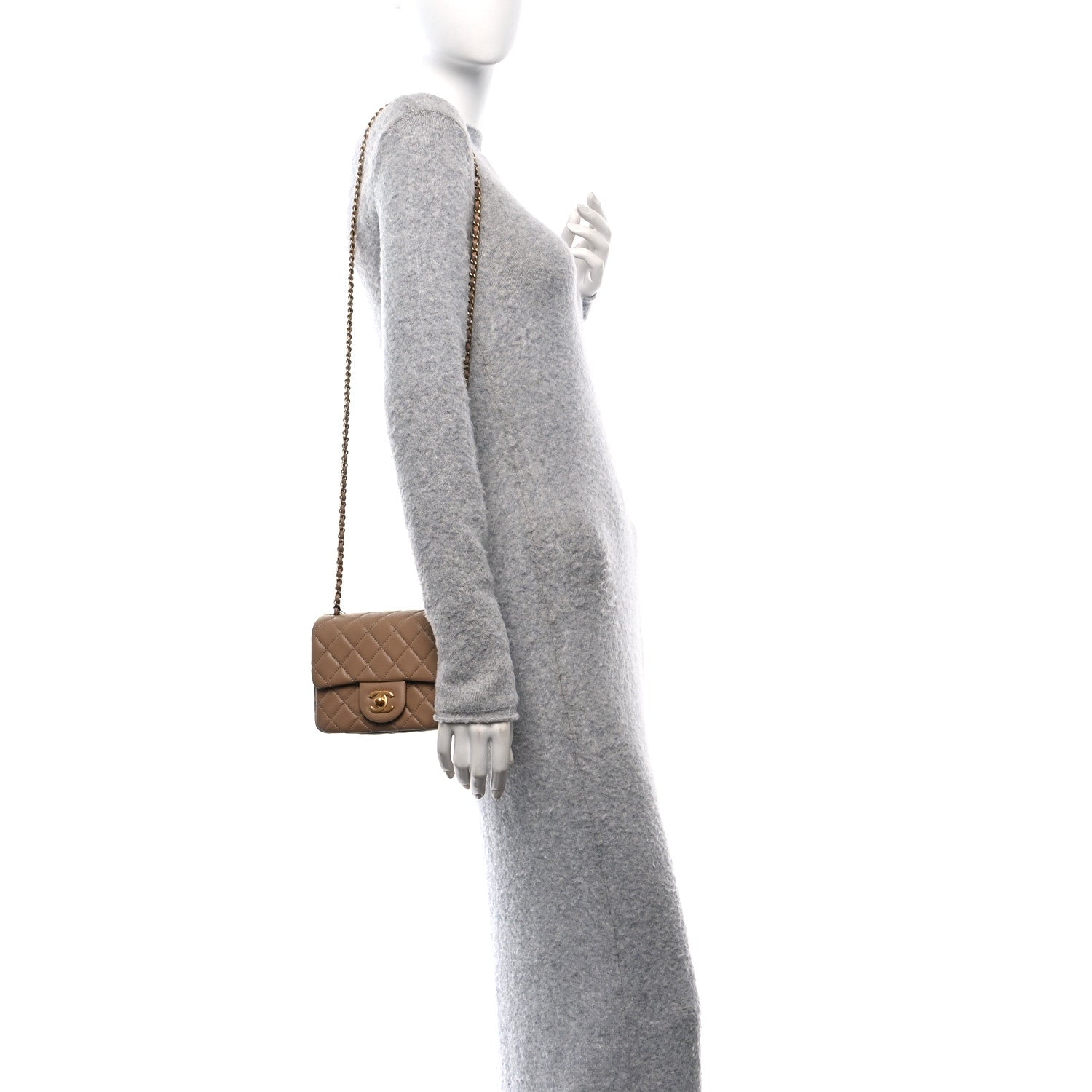 Chanel Lambskin Quilted Mini Pearl Crush Flap Dark Beige 2 of 12