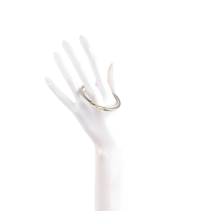David Yurman Sterling Silver 14K Yellow Gold 5mm Cable Classic Buckle Bracelet 2 of 4