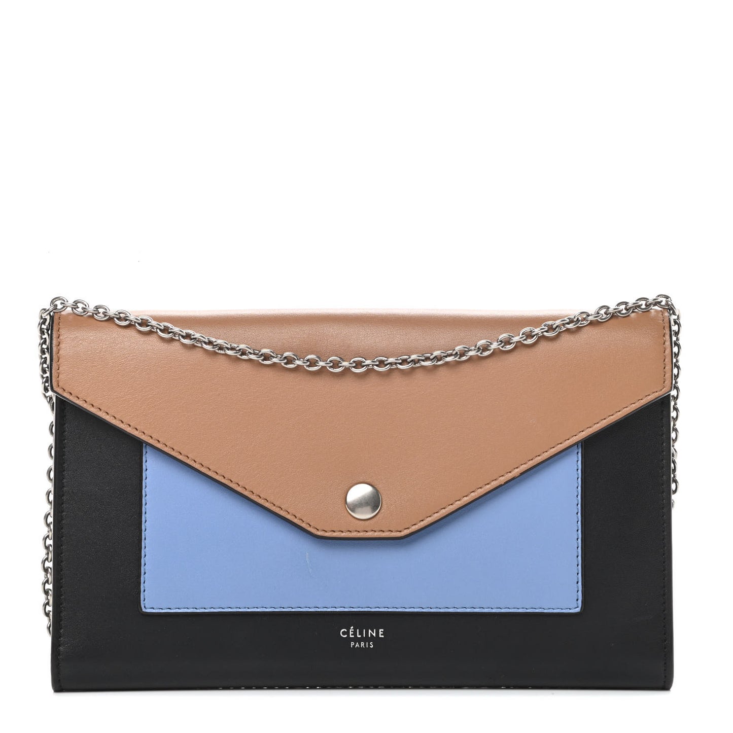 Shiny Calfskin Clutch on a Chain Multicolor