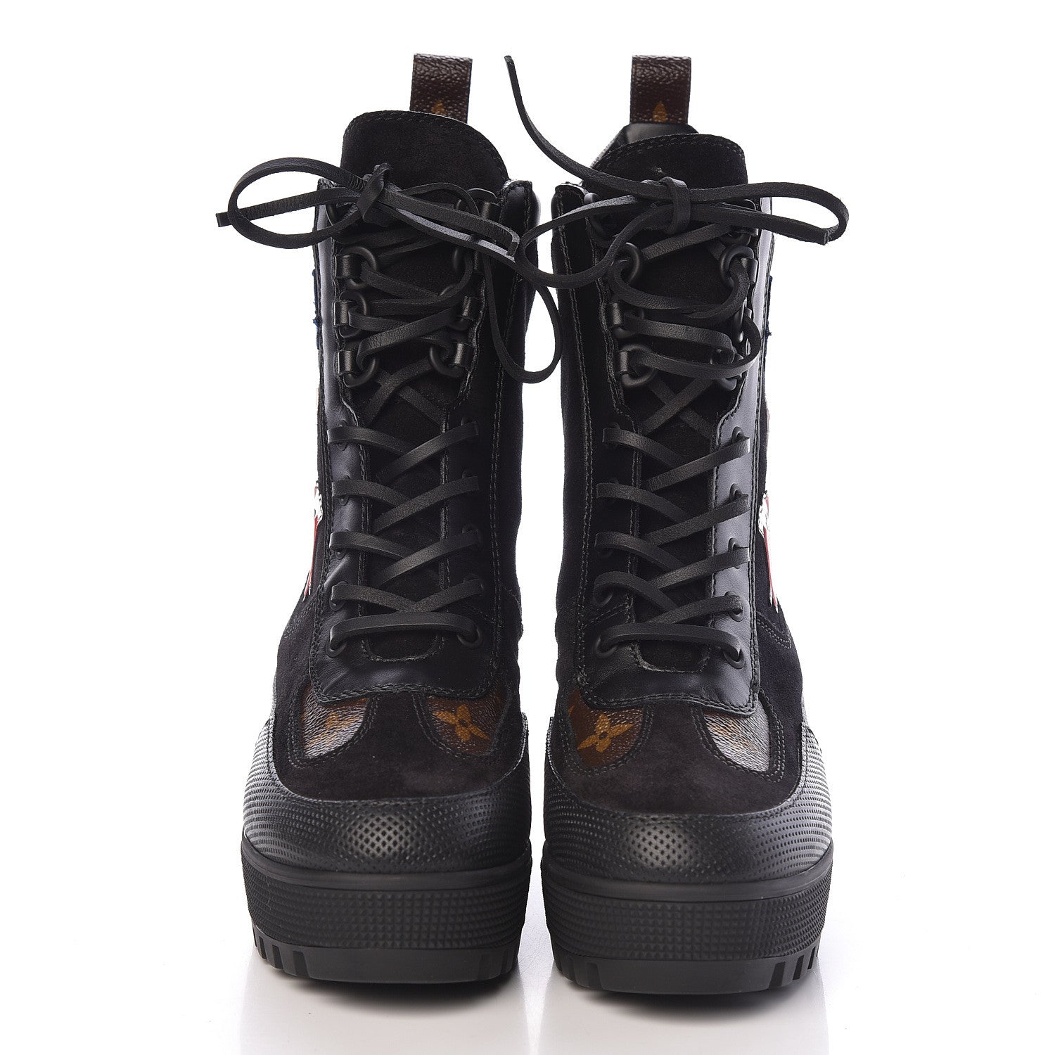 Louis Vuitton Suede Calfskin Monogram LV Black Heart Laureate Platform Desert Boots 37 Black 3 of 10