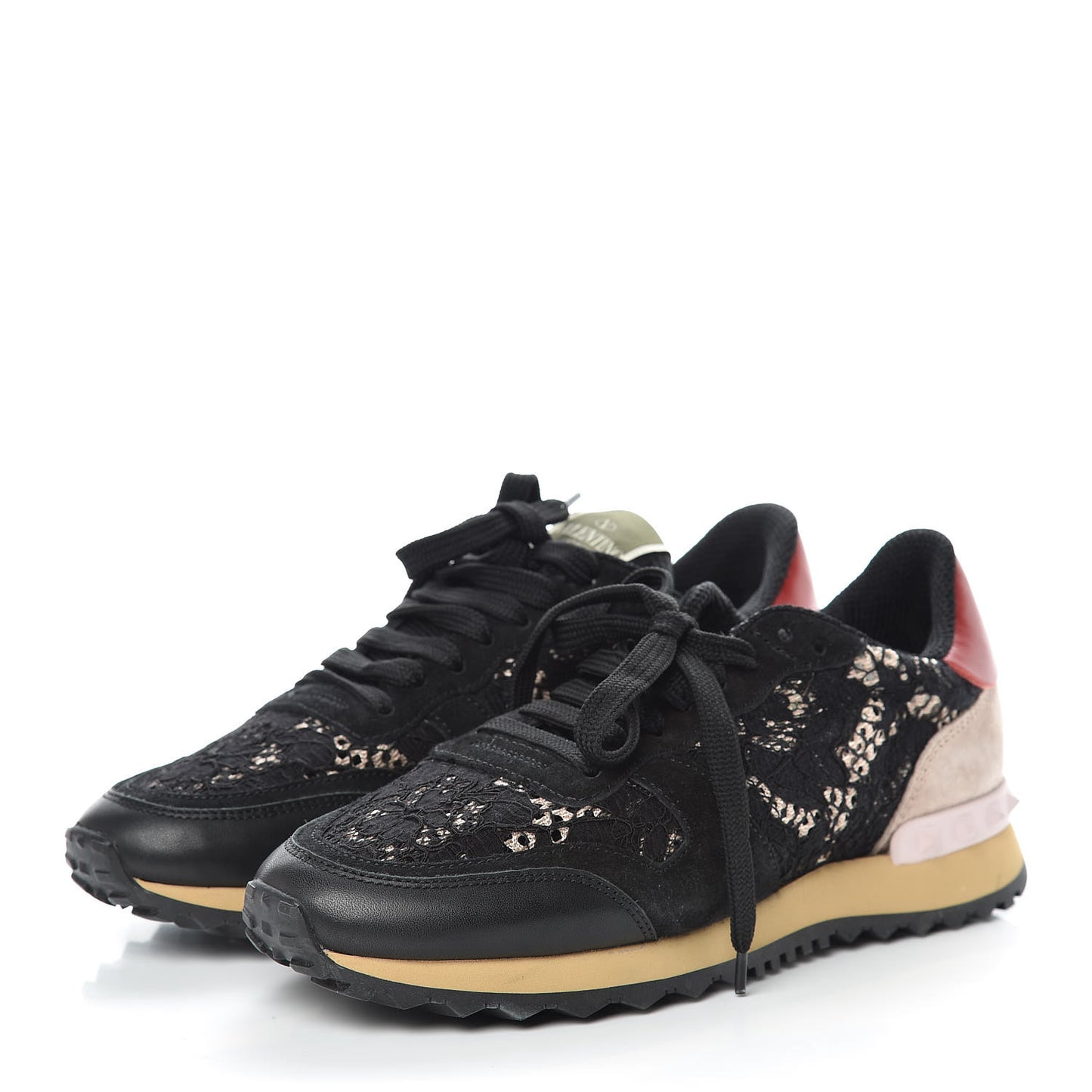 Macrame Lace Suede Womens Rockrunner Sneakers 37 Black