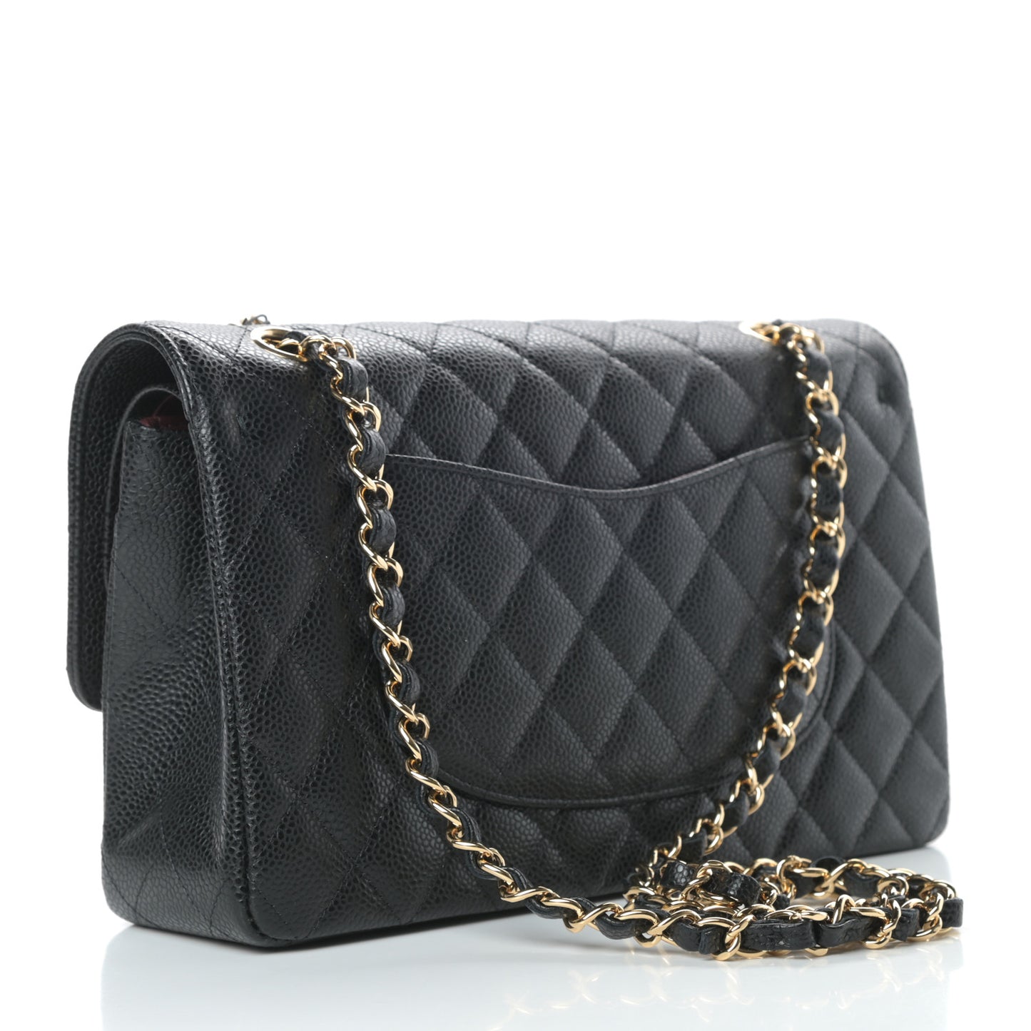 Caviar Quilted Medium Double Flap Black