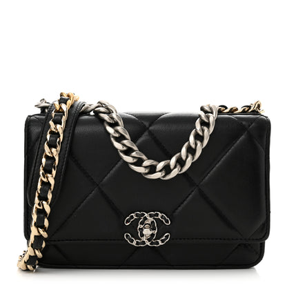 Chanel Lambskin Quilted Chanel 19 Wallet On Chain WOC Black 1 of 14