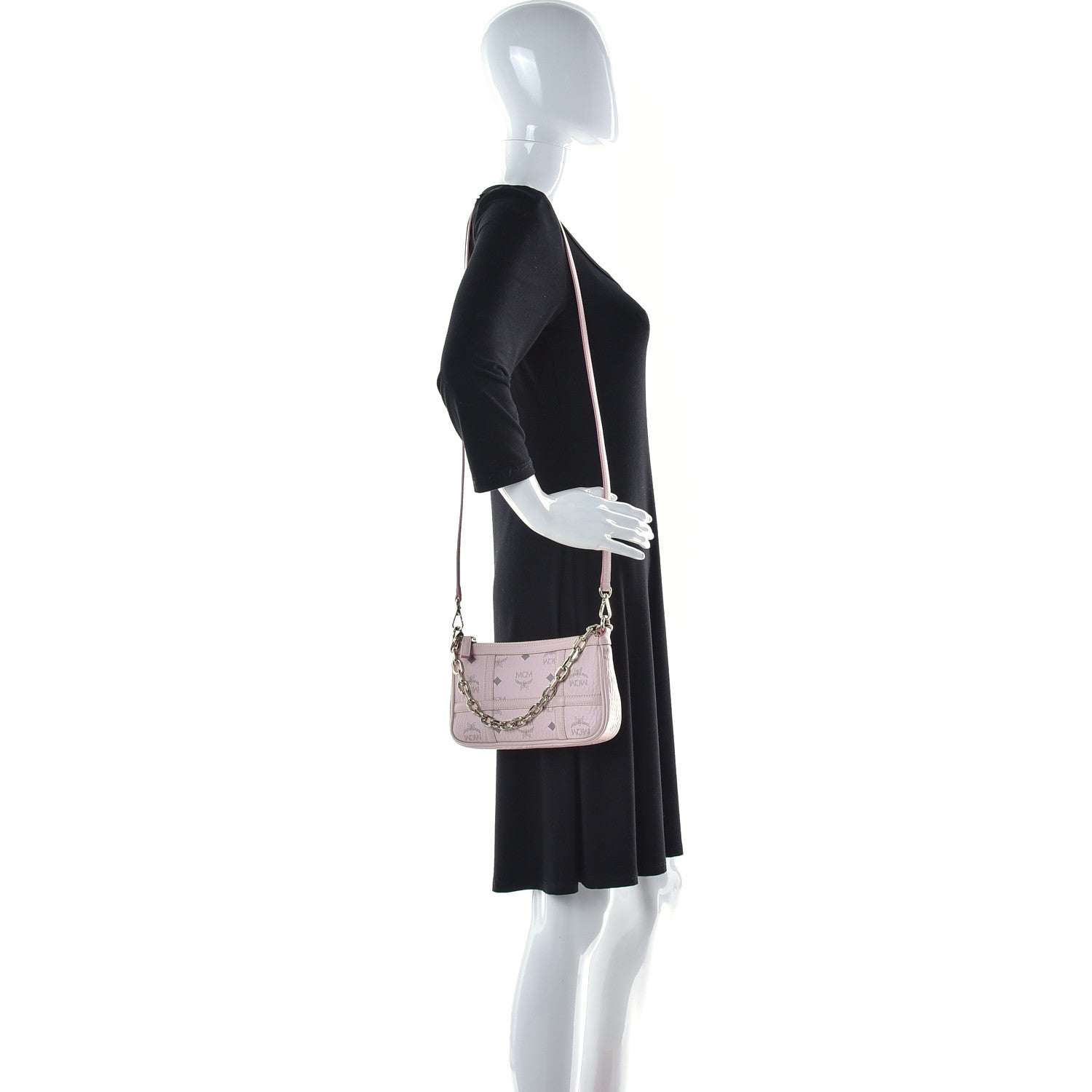 MCM Visetos Nappa Mini Delmy Chain Shoulder Bag Powder Pink 2 of 8
