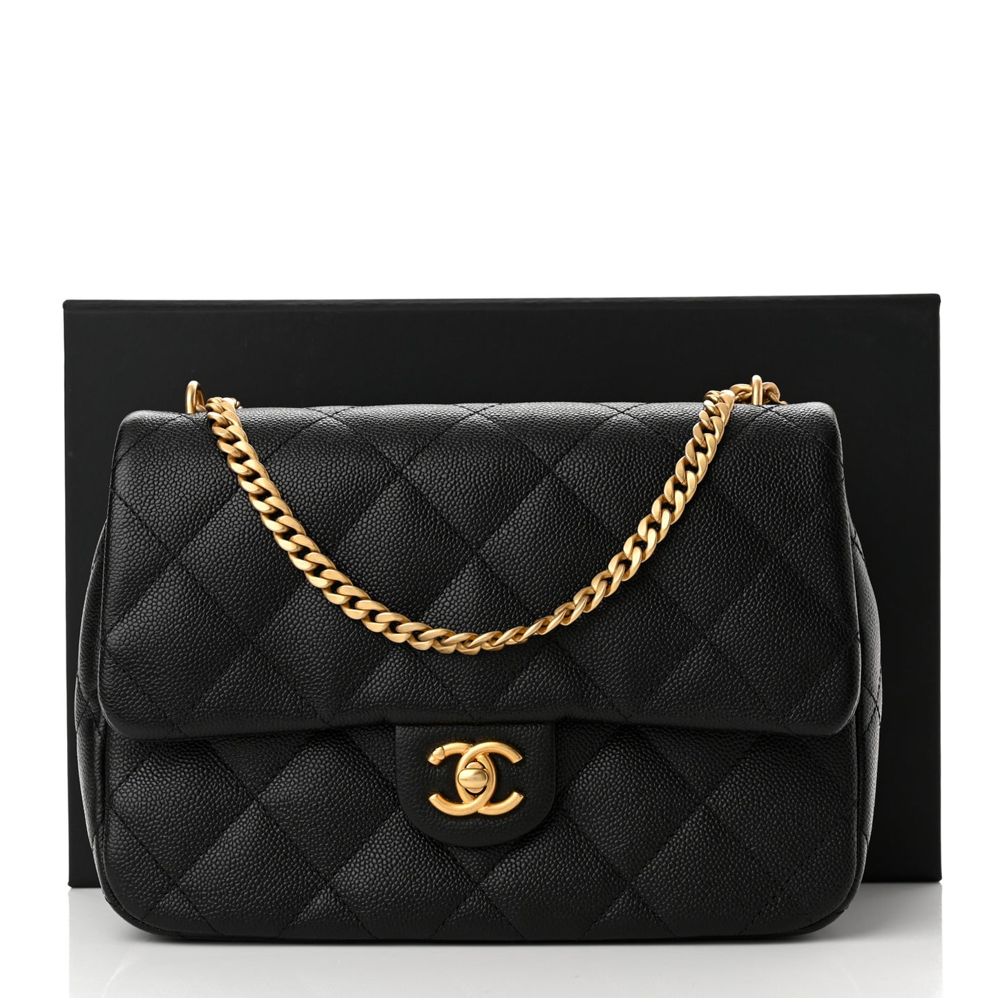 Caviar Quilted Sweetheart Flap Black