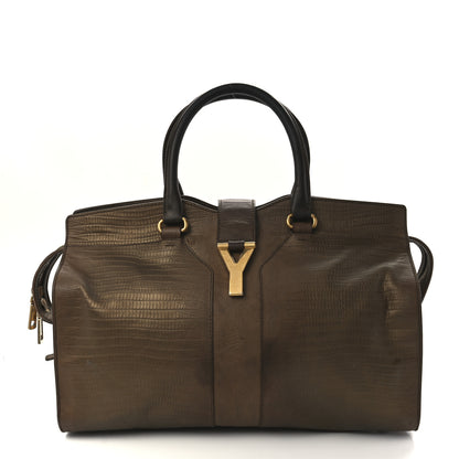 Saint Laurent Lizard Calfskin Embossed Medium Cabas ChYc Brown 1 of 11