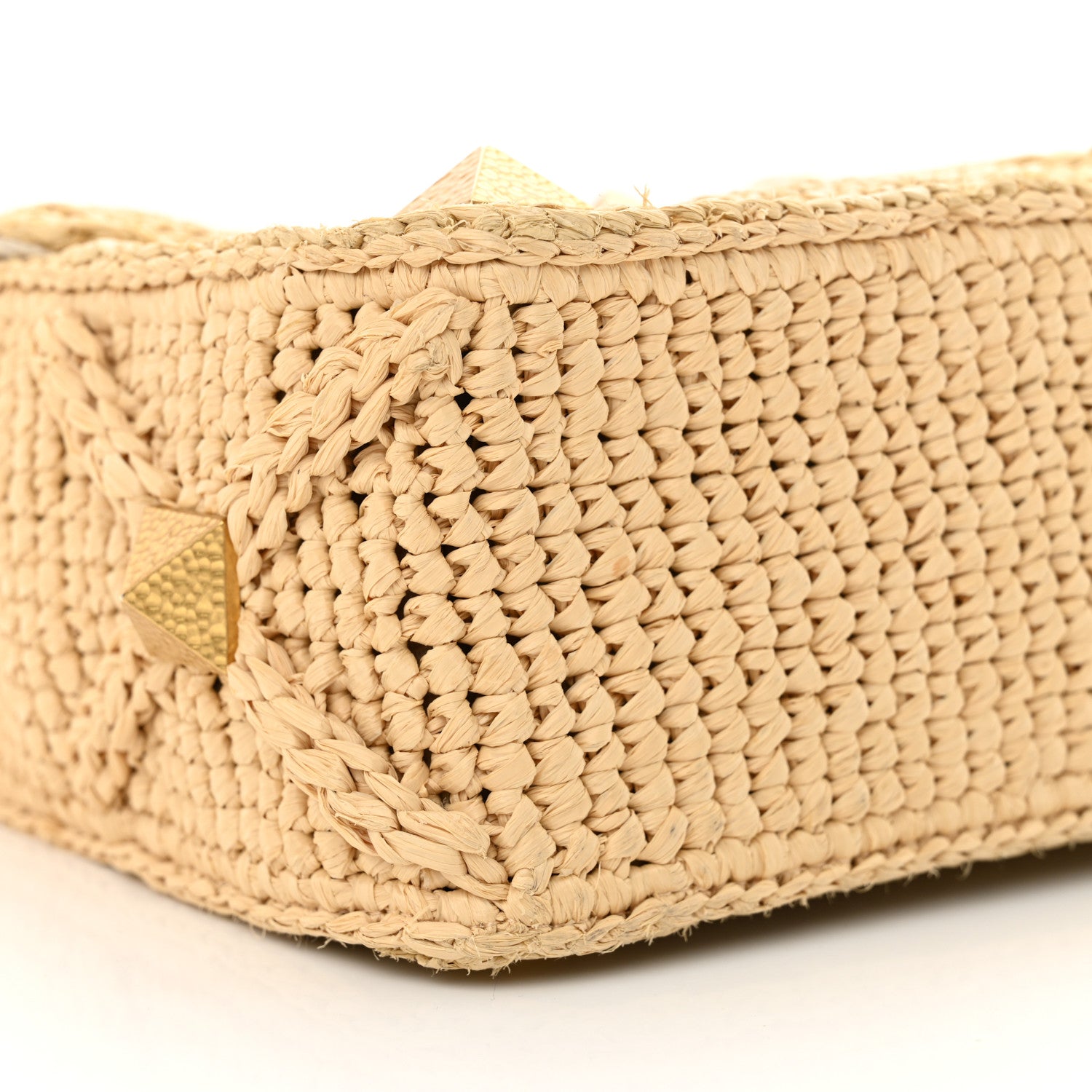 Valentino Garavani Raffia Large Roman Stud Shoulder Bag Naturale Multicolor 8 of 11