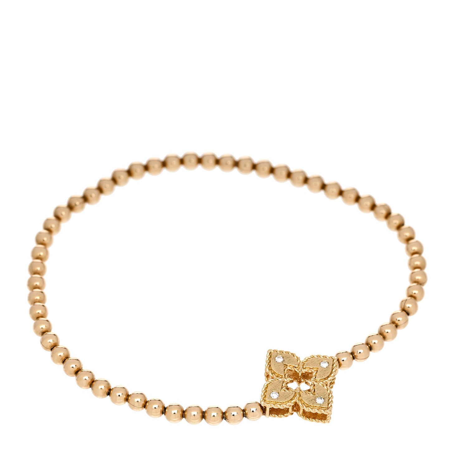 18K Yellow Gold Diamond Petite Venetian Small Station Stretch Bracelet