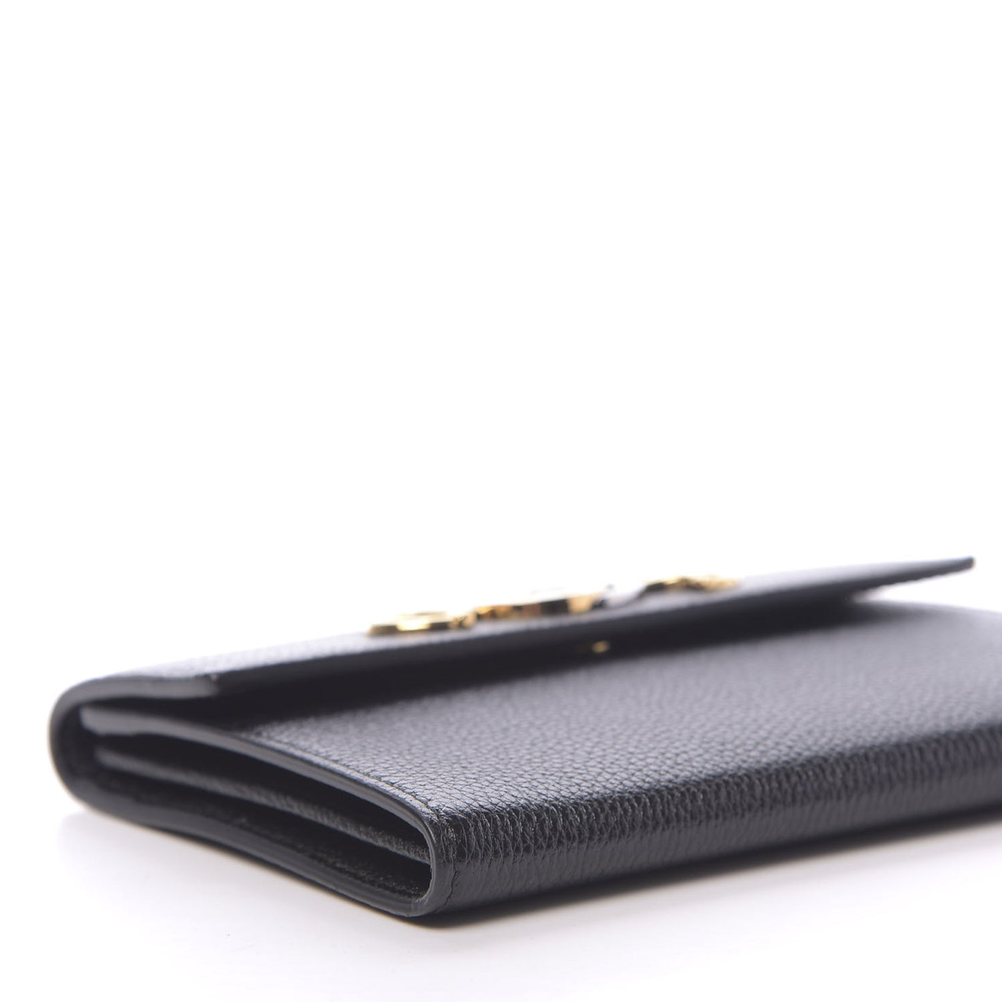 Grainy Calfskin Zumi Flap Card Case Black