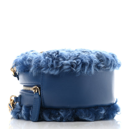 Chanel Shearling Sheepskin Chanel 19 Round Clutch With Chain Blue 3 of 7